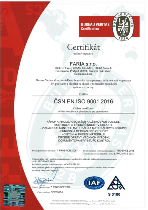 Certifikát ISO 2018 ČJ